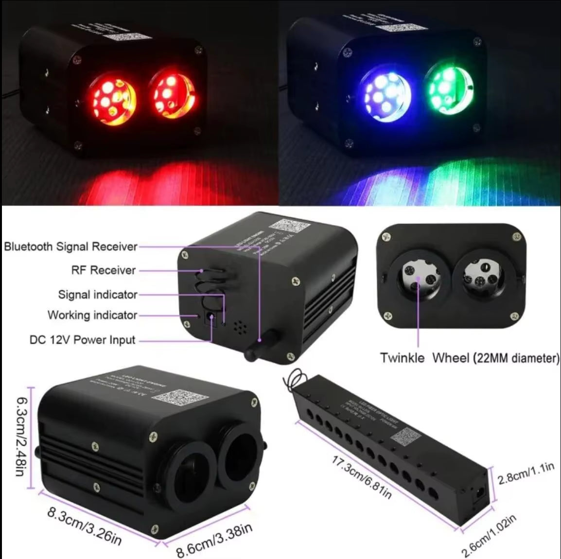 LED Fiber Optic Star Ceiling Light Starlight Car Roof Starry Sky Ambient Light