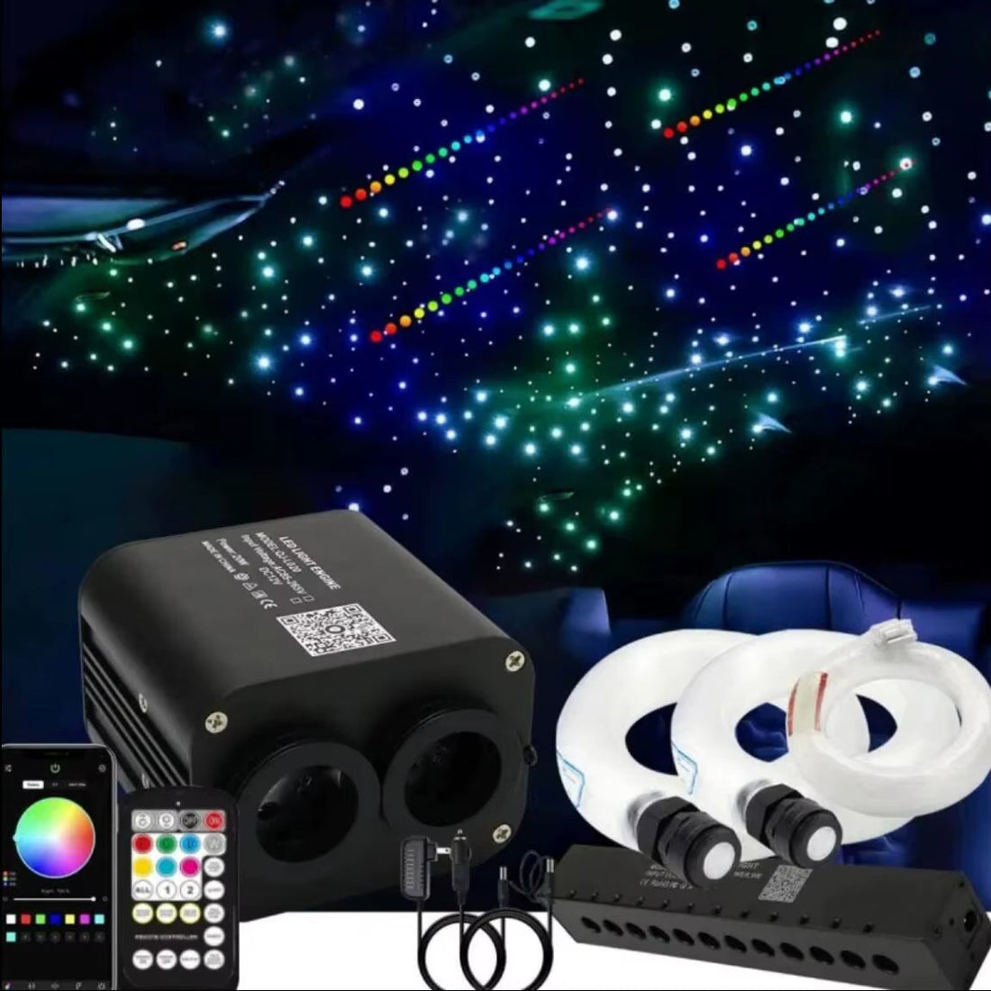 LED Fiber Optic Star Ceiling Light Starlight Car Roof Starry Sky Ambient Light