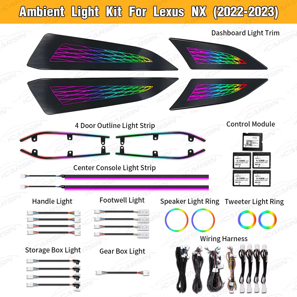 Lighting for LEXUS NX 2022+ Interior LED Trim Accessories