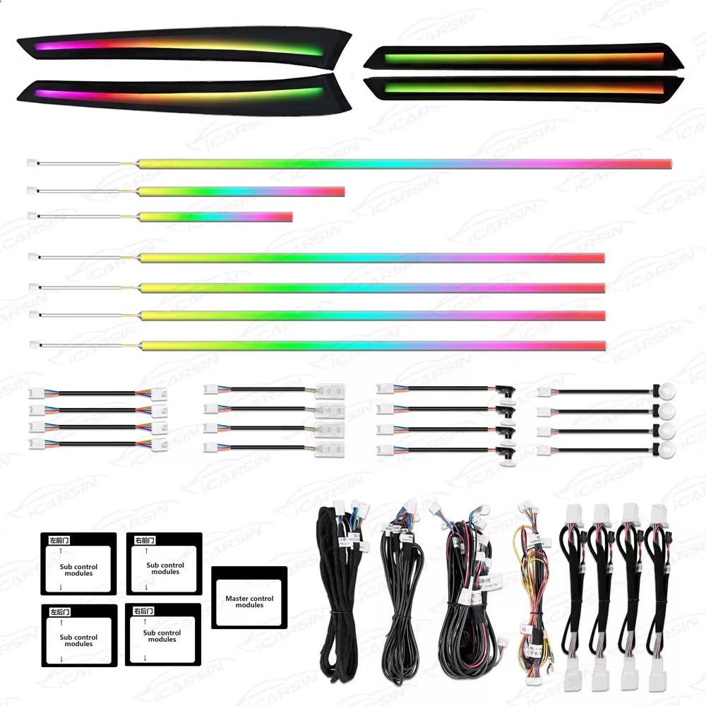 W212 64 Colors Rainbow Colorful Ambient Lighting for Mercedes-Benz E-Class 2010 - 2015