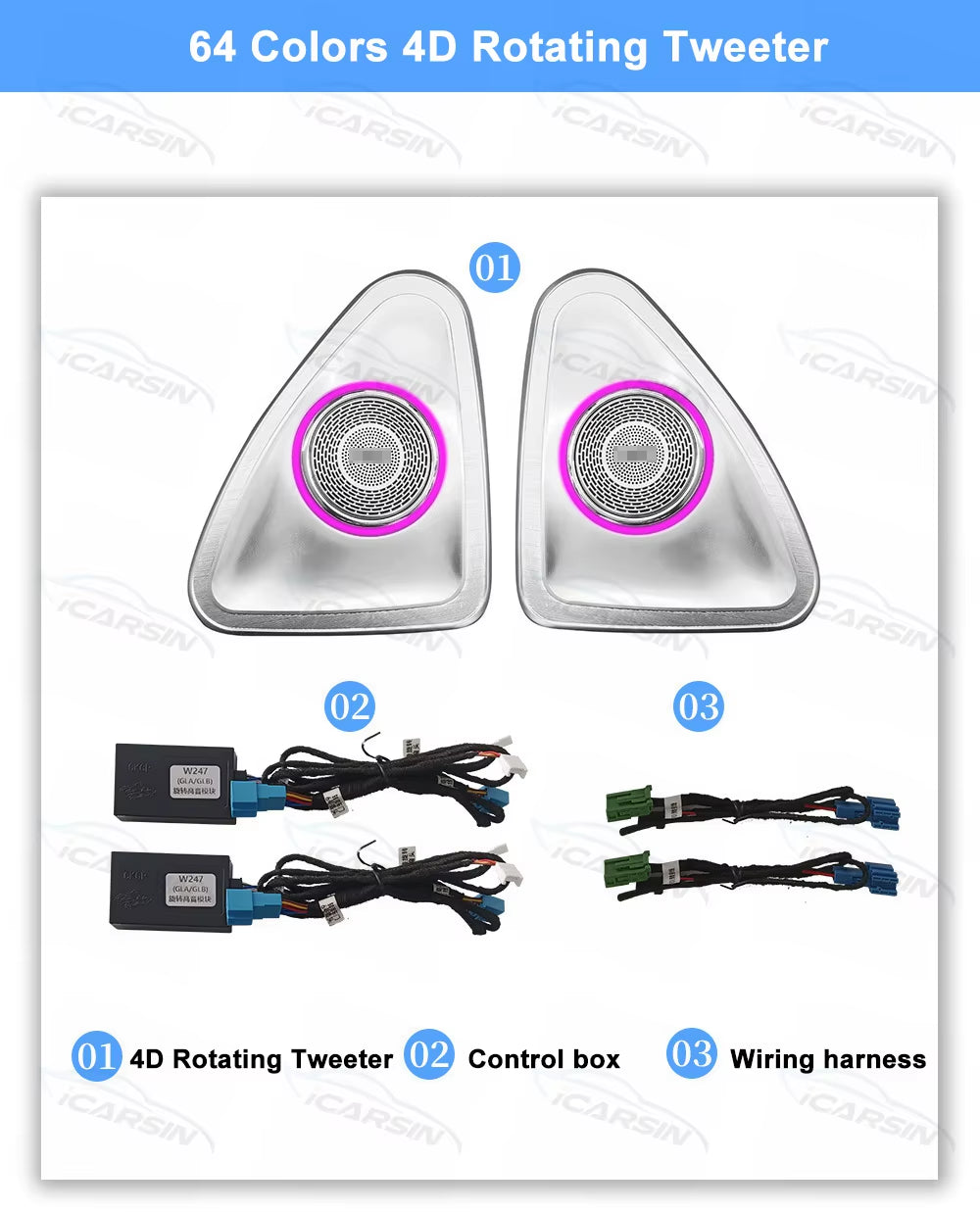 Icarsin Upgrade 64 Colors Ambient Light Air Vent for Mercedes-Benz A-Class W177 Interior Lighting System 2019 to 2023