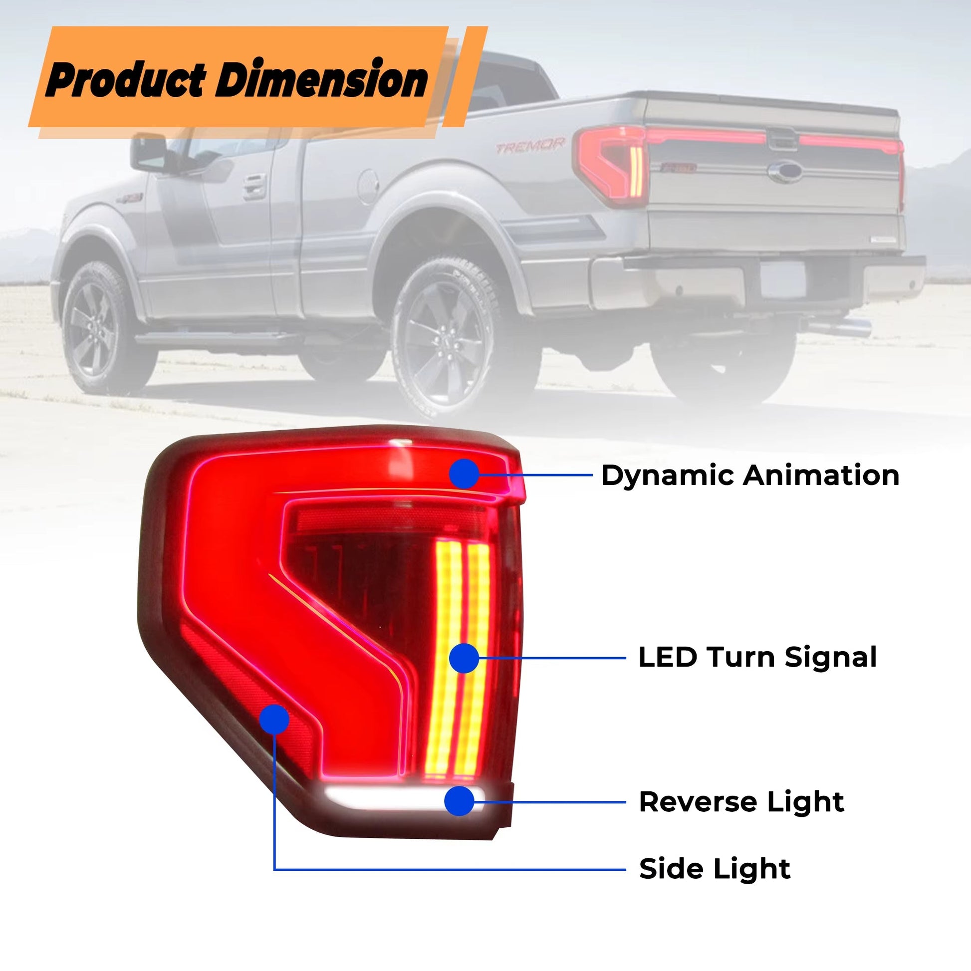 Ford F150 F-150 2009-2014 Modified Led Tail Lights Car Middle Trunk Lamp Rear Spoiler Light Lamp Taillights