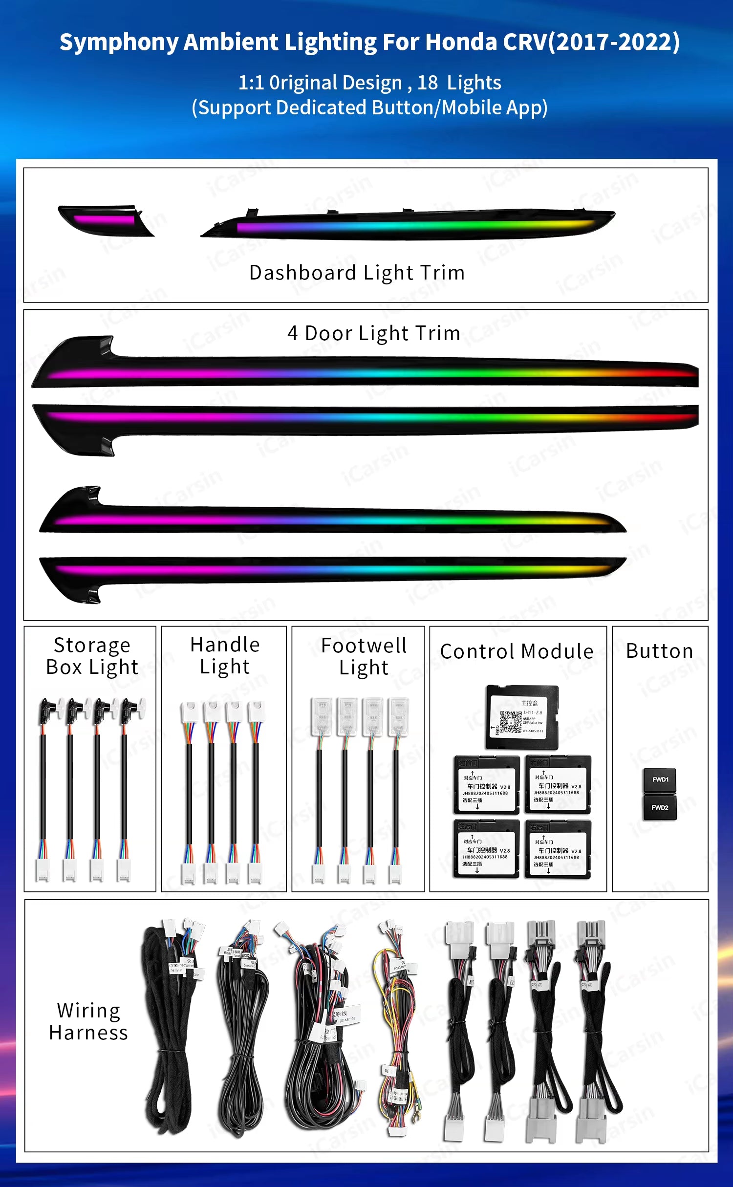 Interior Ambient Light for Honda CRV 2017-2022