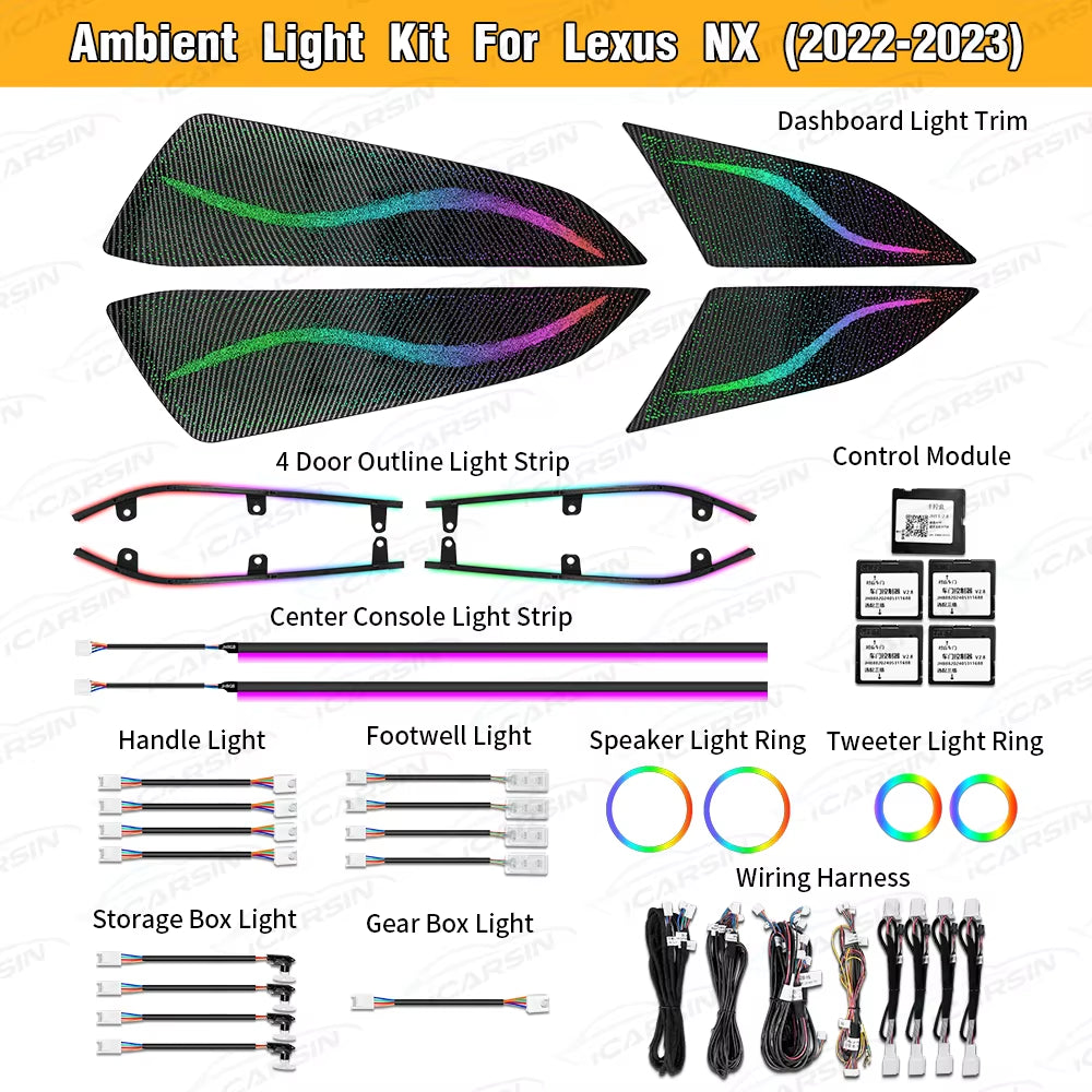 Lighting for LEXUS NX 2022+ Interior LED Trim Accessories