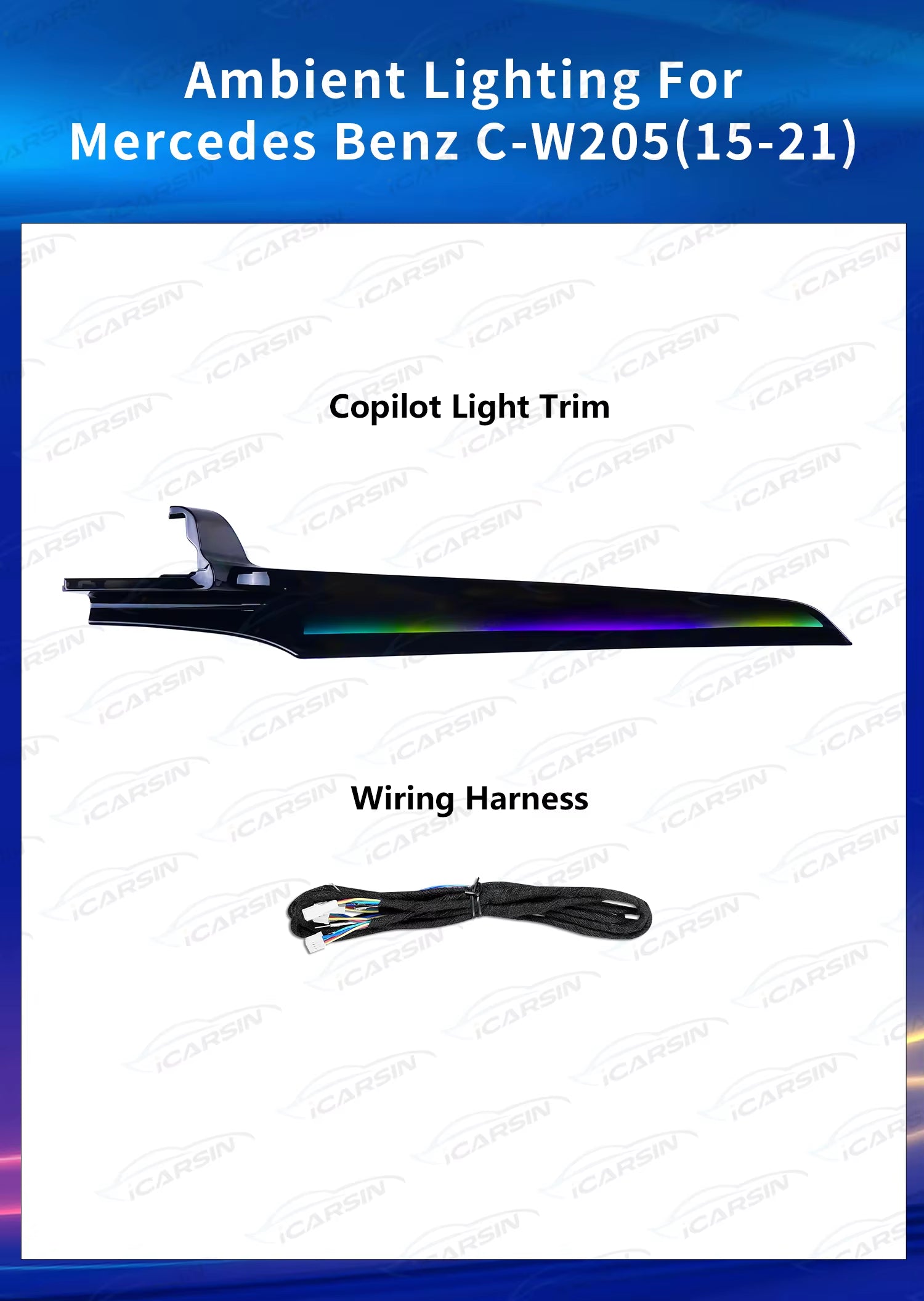 Ambient Lighting Passenger Trim Copilot for Mercedes Benz W205 C-Class X253 GLC Accessories
