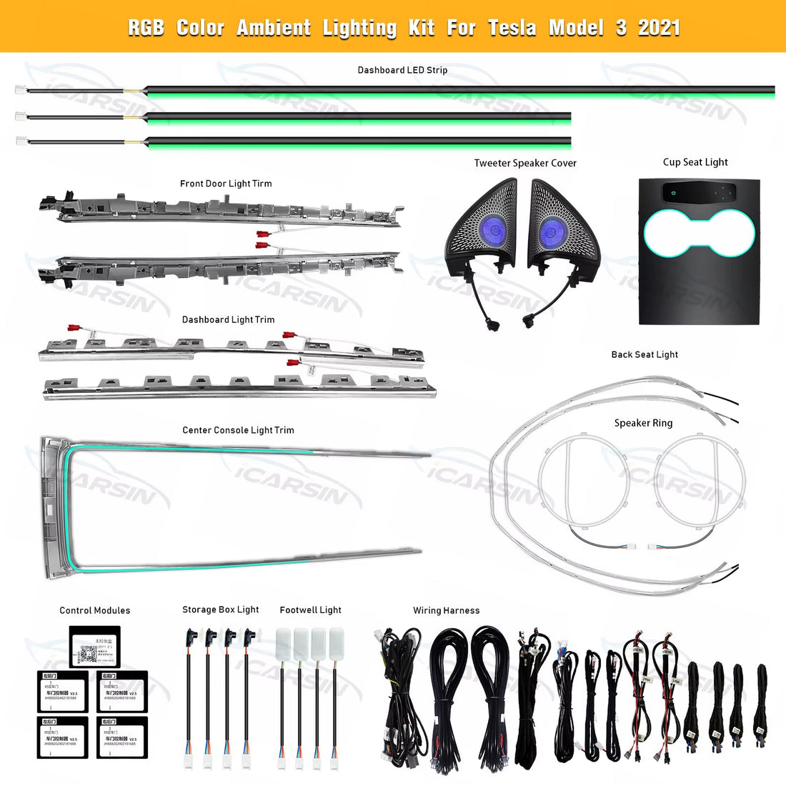 2021+ Model 3/Y Laser Carving Lighting Upgrade Kit for Tesla