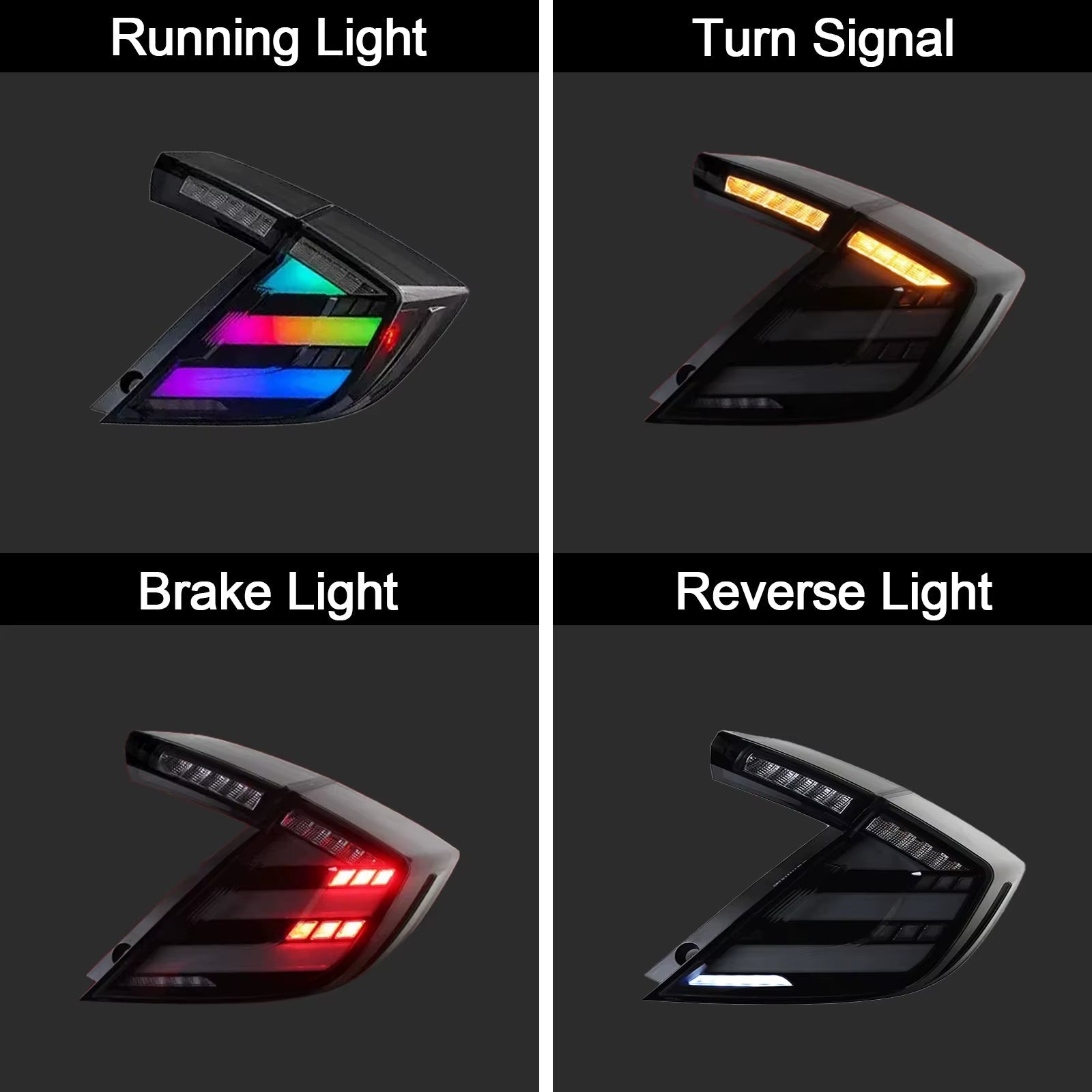 Honda Civic 10Th Gen X Hatchback FC FK 2016-2020 LED Tail Lamp with Sequential Turn Signal New Auto Parts 12V