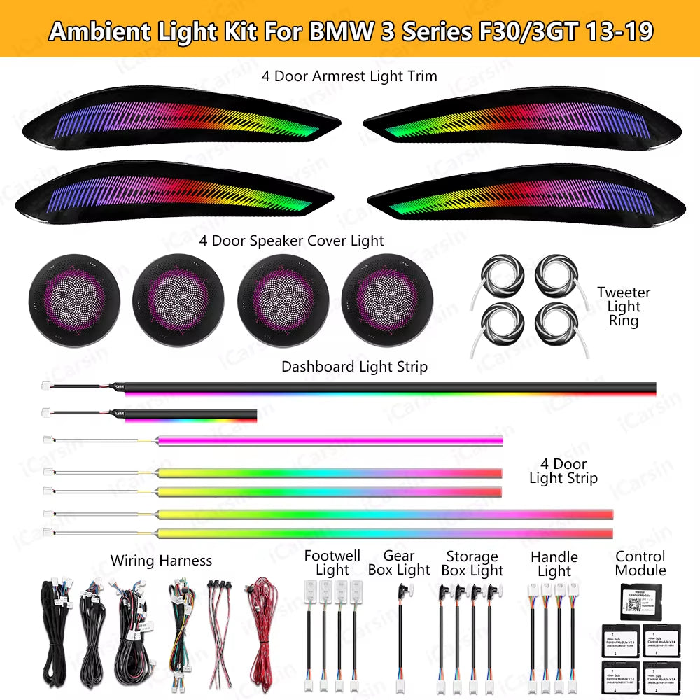 BMW 3 Series 2013 - 2019 F31 F34 F36 Interior LED Door Trim Speaker Cover Lights
