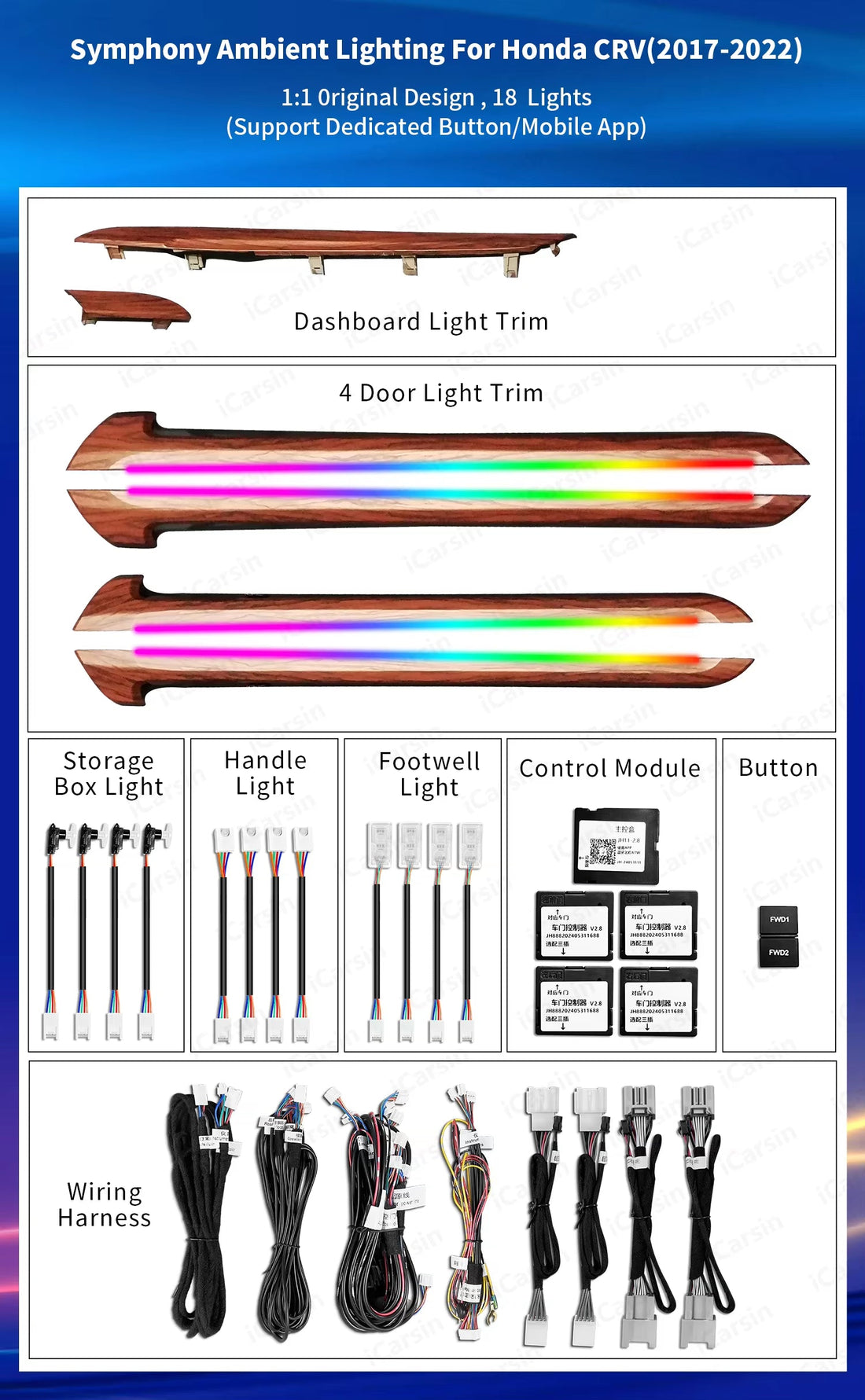 Interior Ambient Light for Honda CRV 2017-2022