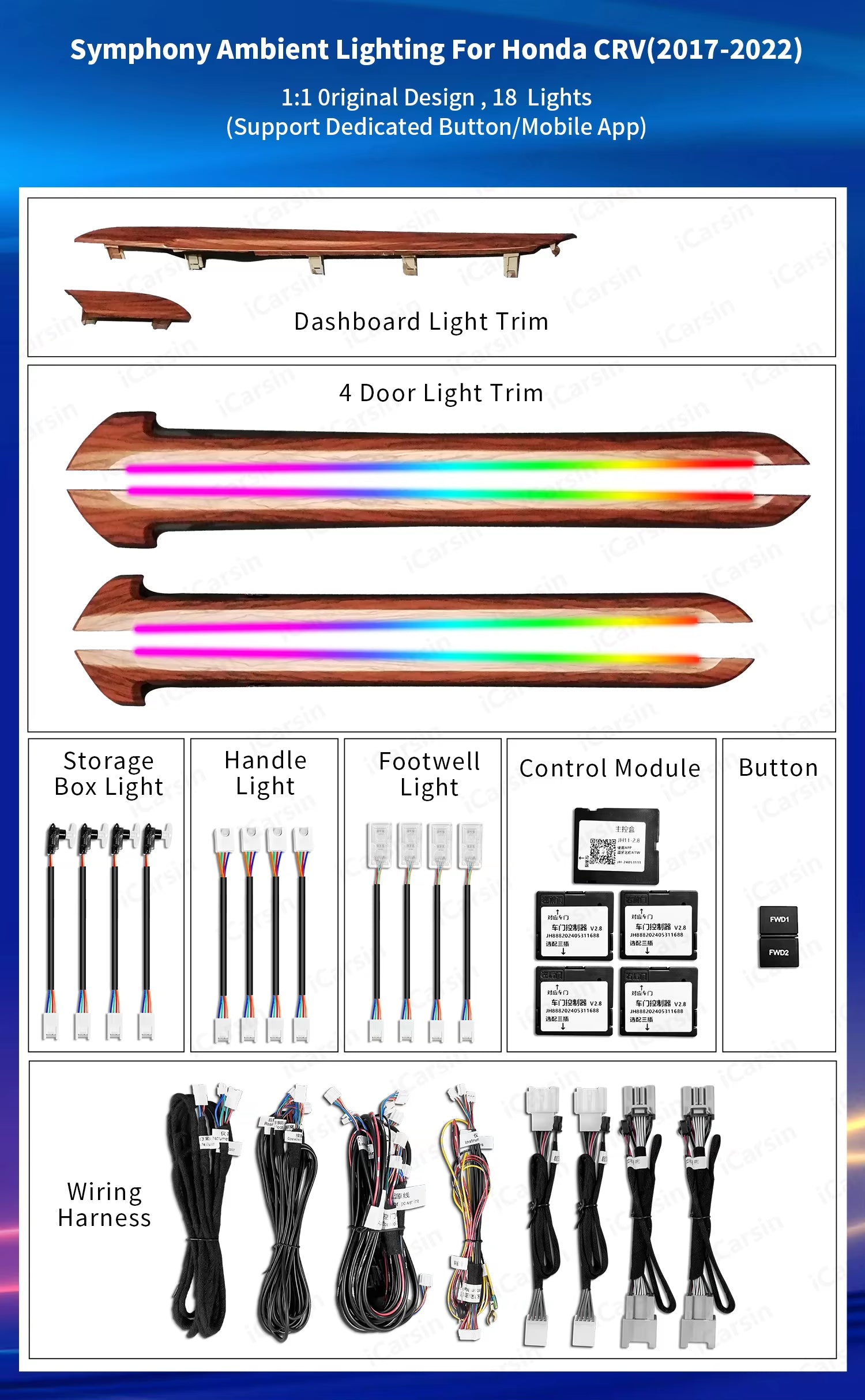 Interior Ambient Light for Honda CRV 2017-2022