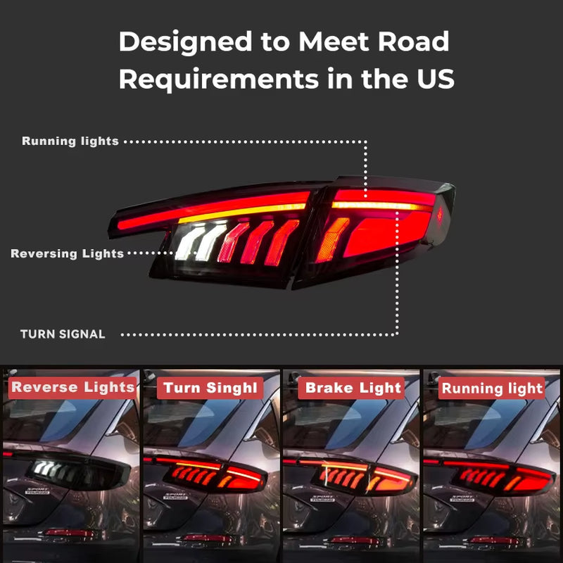 LED Tail Lights Assembly for 2022-2025 Civic Hatchback Type-R FL1 FL2 FL4 FL5 11Th Gen Civic Sequential Signal Taillight