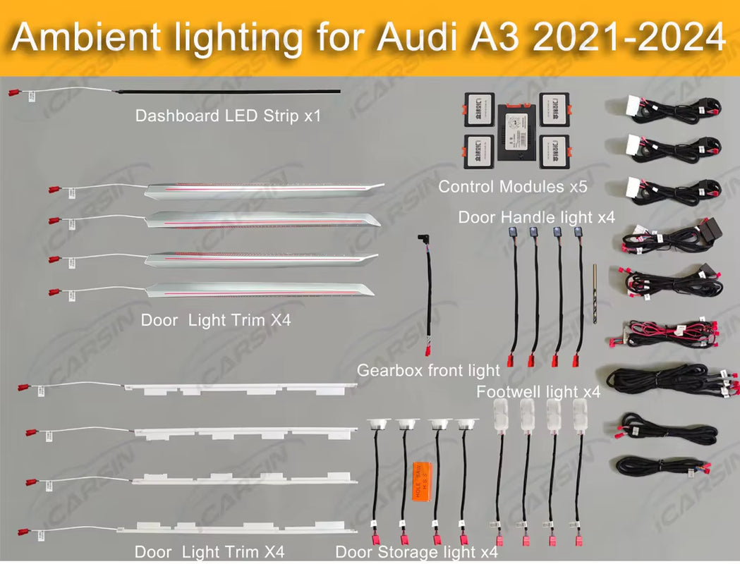 Ambient Lighting for Audi A3 8Y 2021 to 2024 Dashboard Door Lights