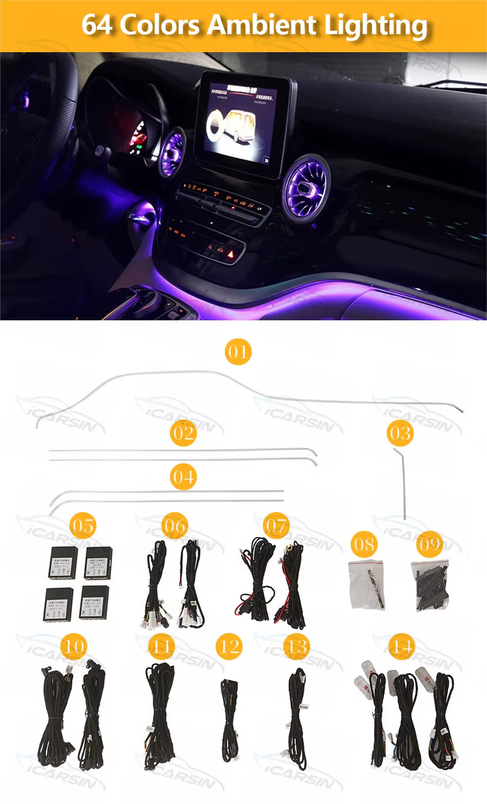 W447 Ambient Lighting for Mercedes Benz V Class 2016 to 2023 W447 Turbine Air Vent