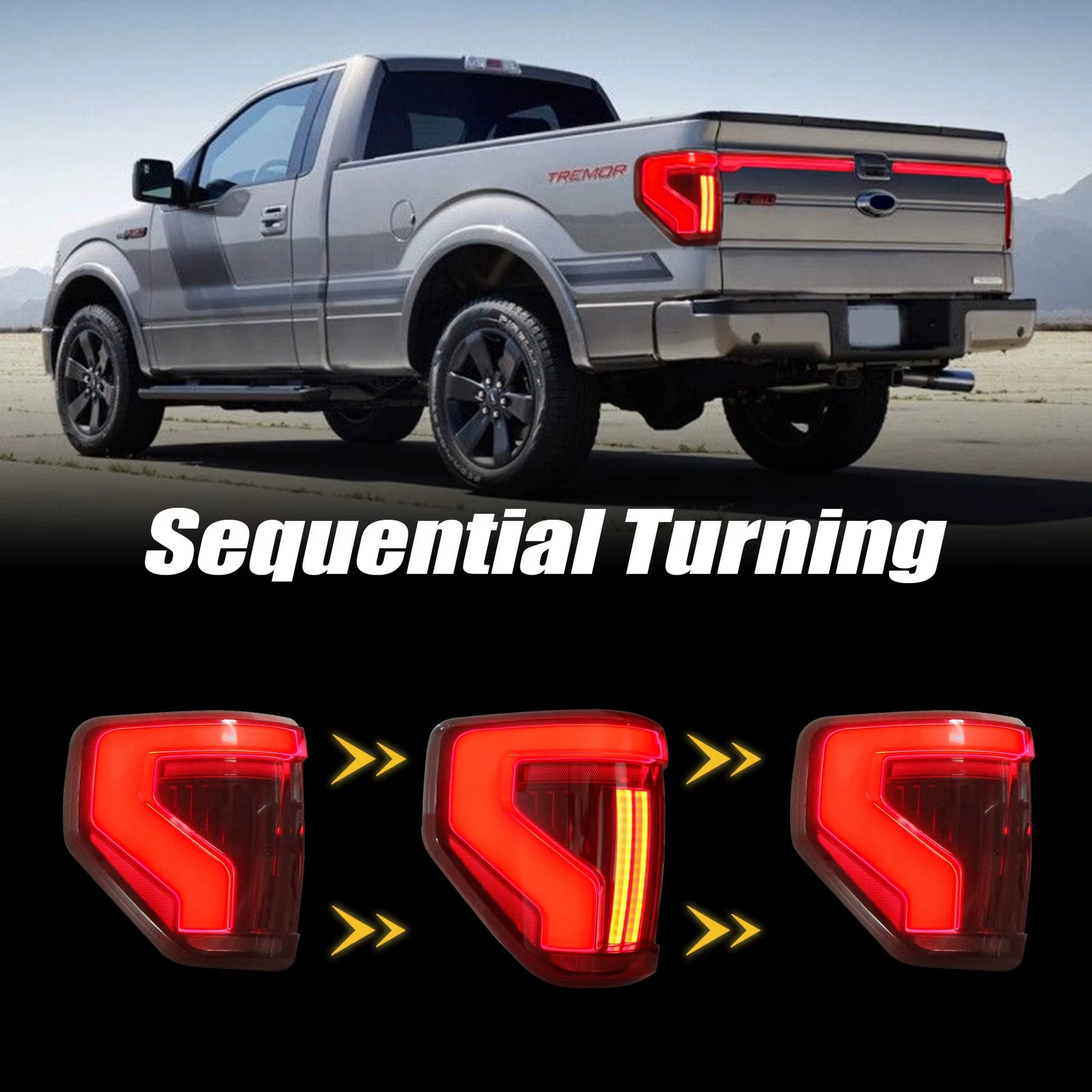 Ford F150 F-150 2009-2014 Modified Led Tail Lights Car Middle Trunk Lamp Rear Spoiler Light Lamp Taillights