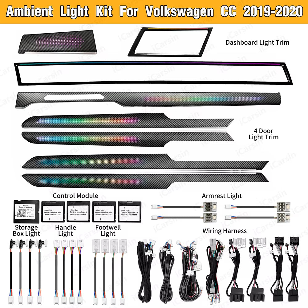 Carbon Wood Style Ambient Light for Volkswagen VW Arteon 2019-2020 Passat B8
