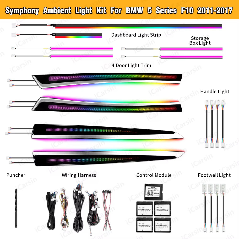 LHD/RHD F10 Ambient Lighting Kit for BMW 5 Series 2011 - 2017