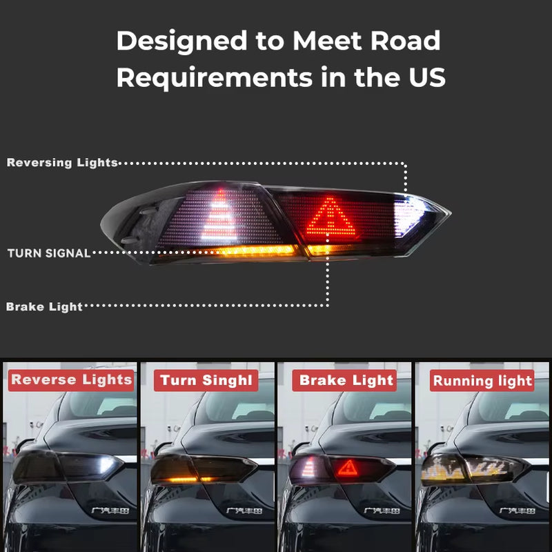 2018-2023 for Toyota Camry 8 Gen Th LE/SE/XLE/XSE/TRD RGB Digital LED Tail Lights Rear Lamps Smoke Lens ABS Material