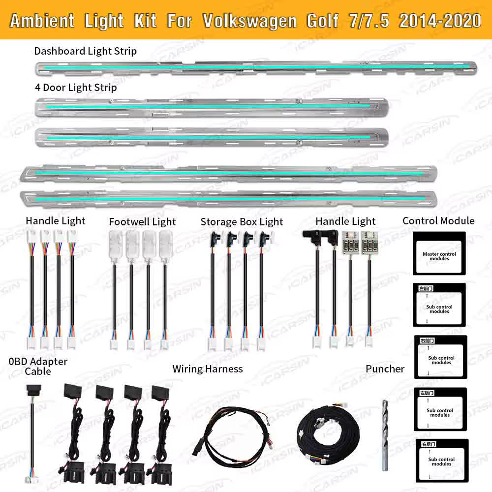 Ambient Lighting for Volkswagen VW Golf R Mk7 2014-2020