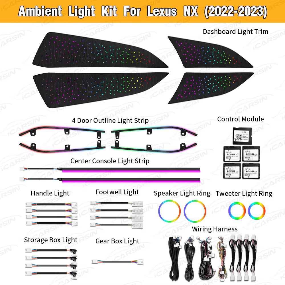 Lighting for LEXUS NX 2022+ Interior LED Trim Accessories