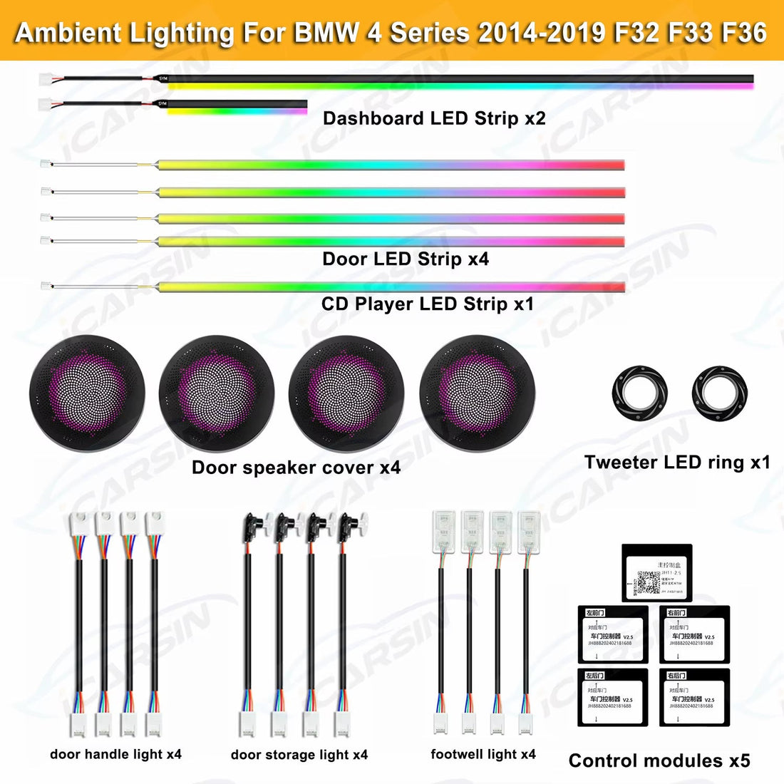 BMW 4 Series 2014 - 2019 F32 F33 F36 Interior LED Ambient Light