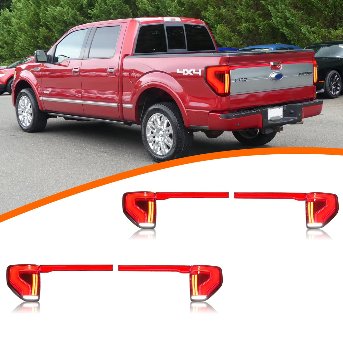 Ford F150 F-150 2009-2014 Modified Led Tail Lights Car Middle Trunk Lamp Rear Spoiler Light Lamp Taillights