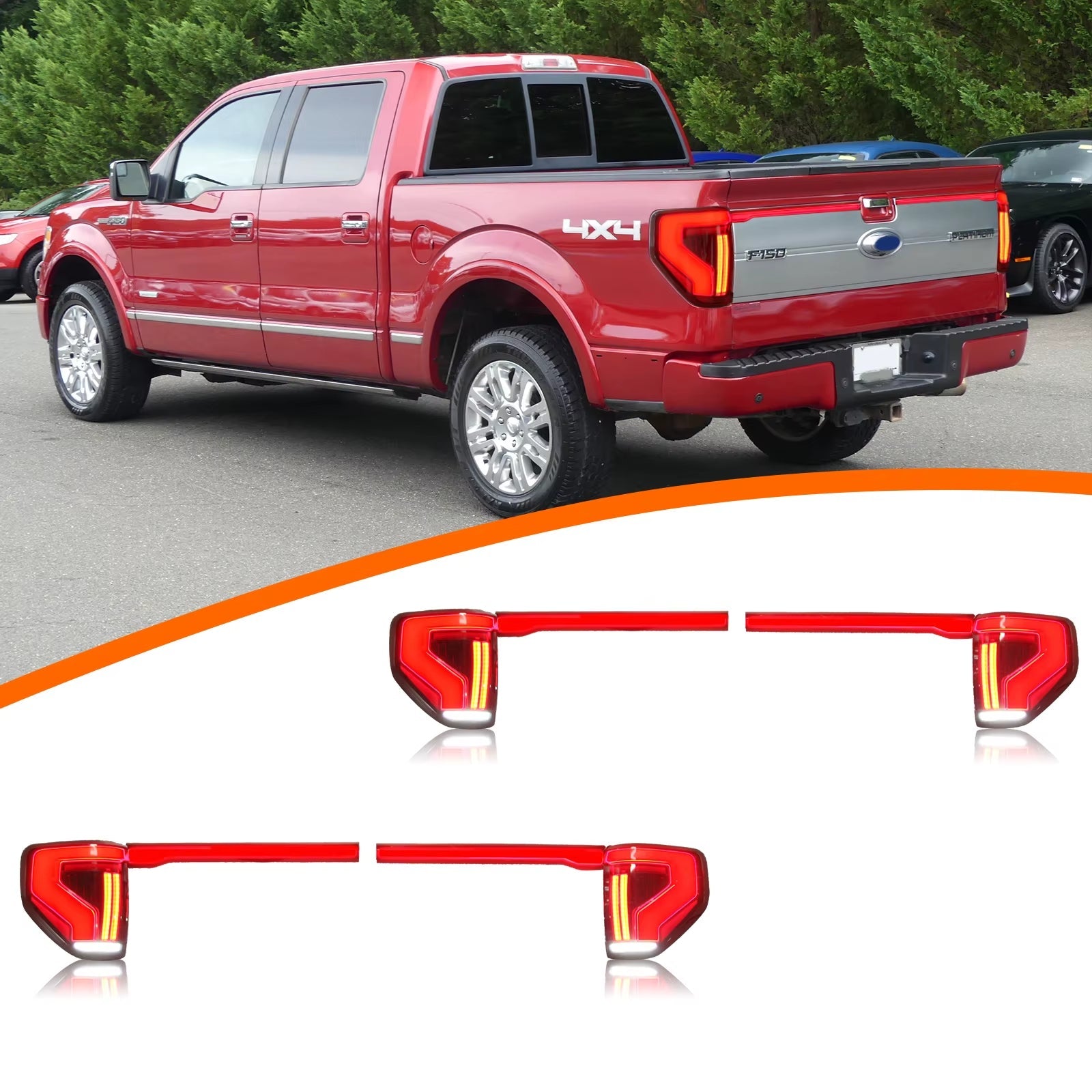 Ford F150 F-150 2009-2014 Modified Led Tail Lights Car Middle Trunk Lamp Rear Spoiler Light Lamp Taillights