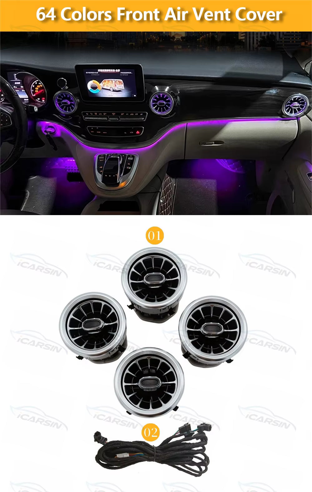 W447 Ambient Lighting for Mercedes Benz V Class 2016 to 2023 W447 Turbine Air Vent