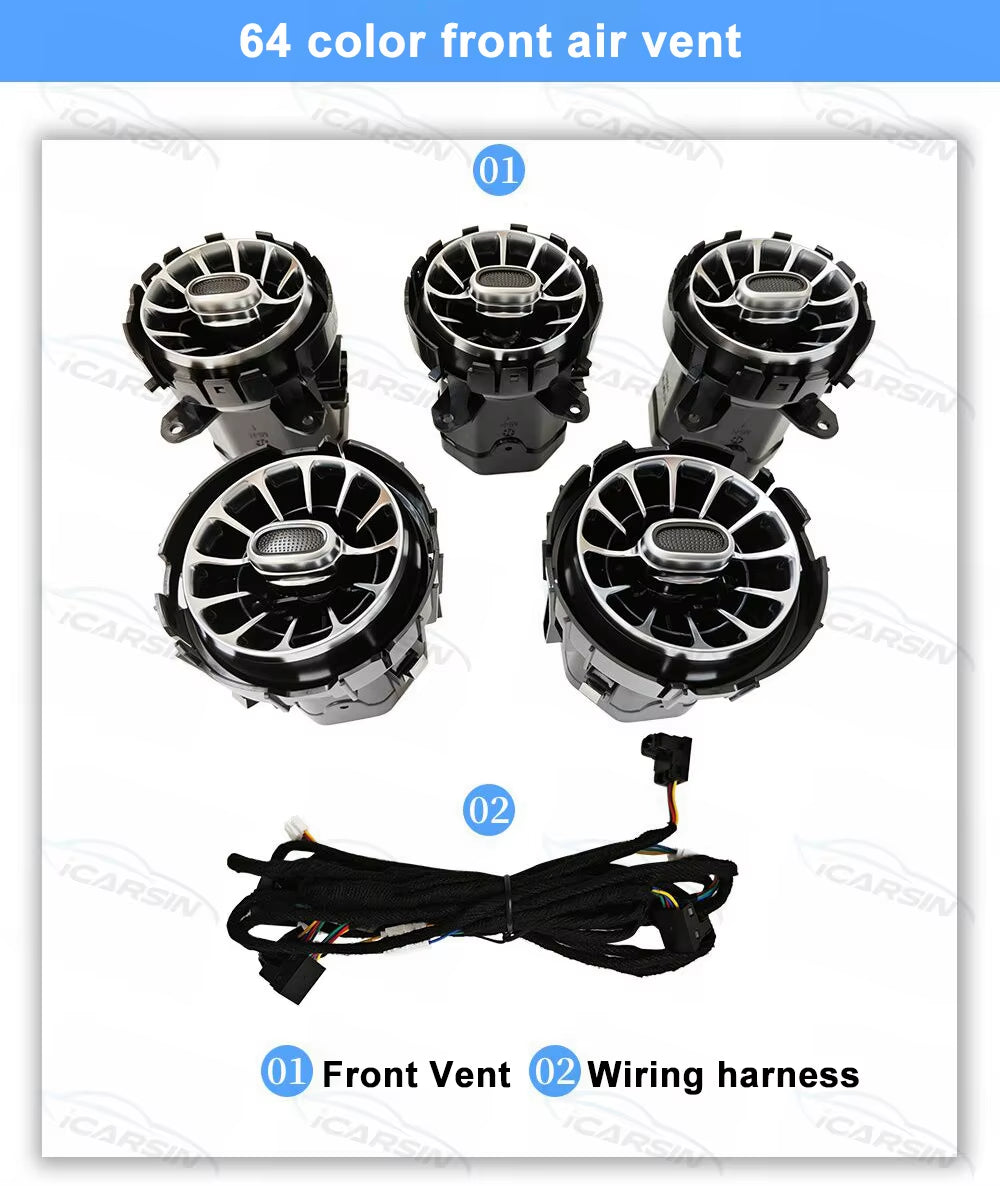 Icarsin Upgrade 64 Colors Ambient Light Air Vent for Mercedes-Benz A-Class W177 Interior Lighting System 2019 to 2023