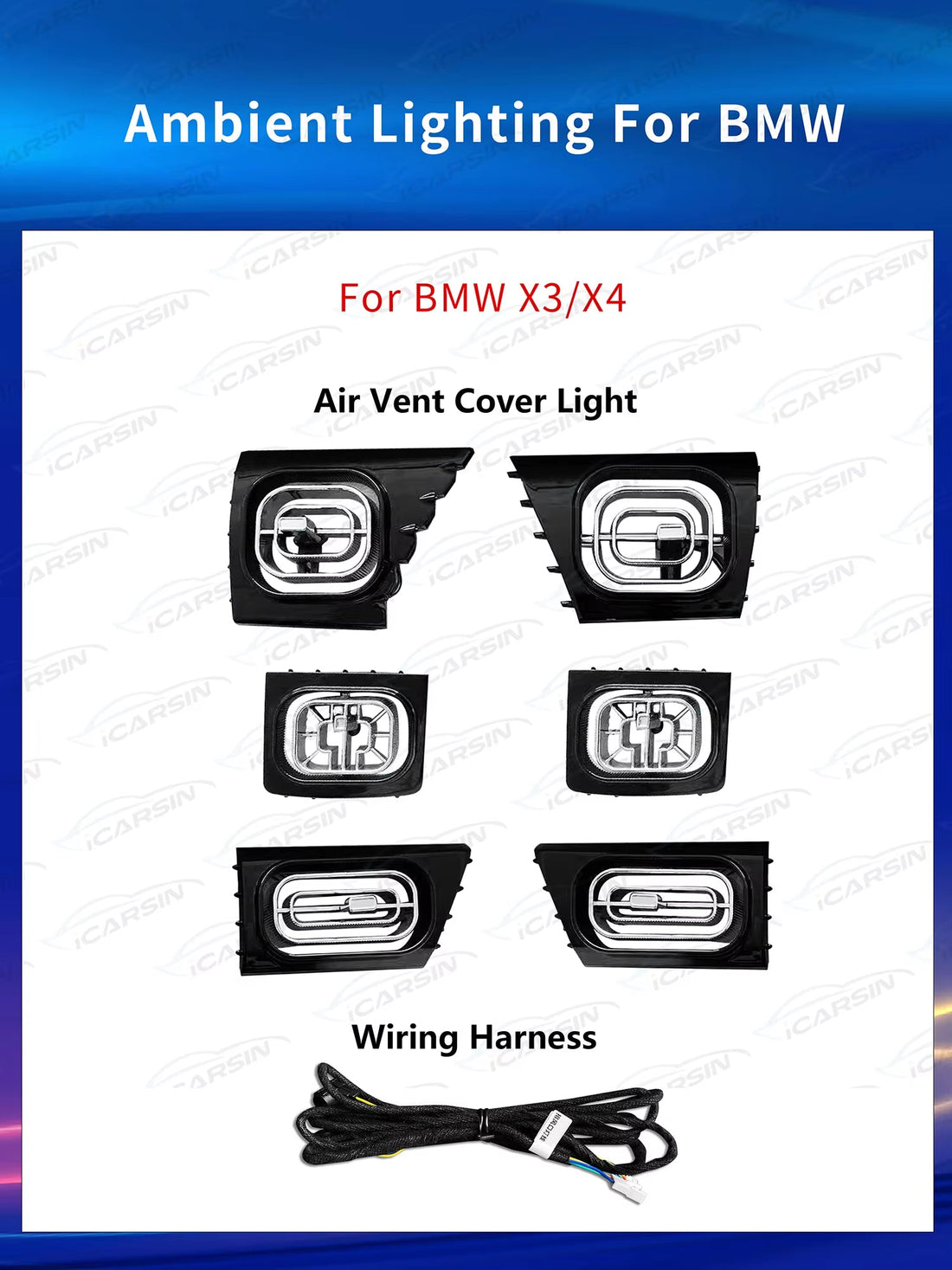 Ambient Lighting for BMW X3 X4 F25 F26 2010-2017 Air Vent Strip Accessories