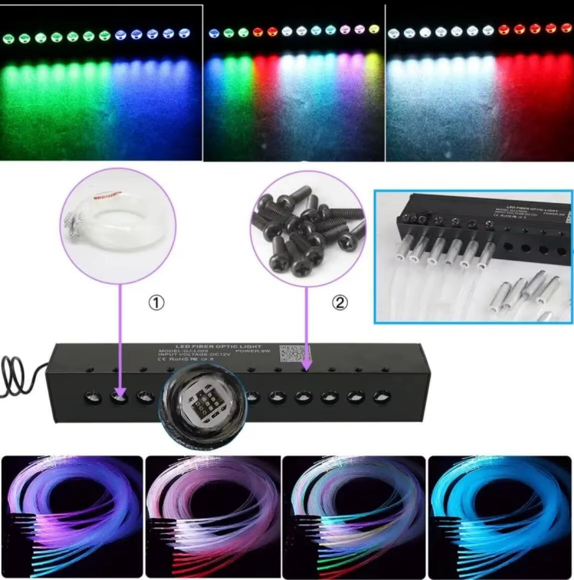 LED Fiber Optic Star Ceiling Light Starlight Car Roof Starry Sky Ambient Light