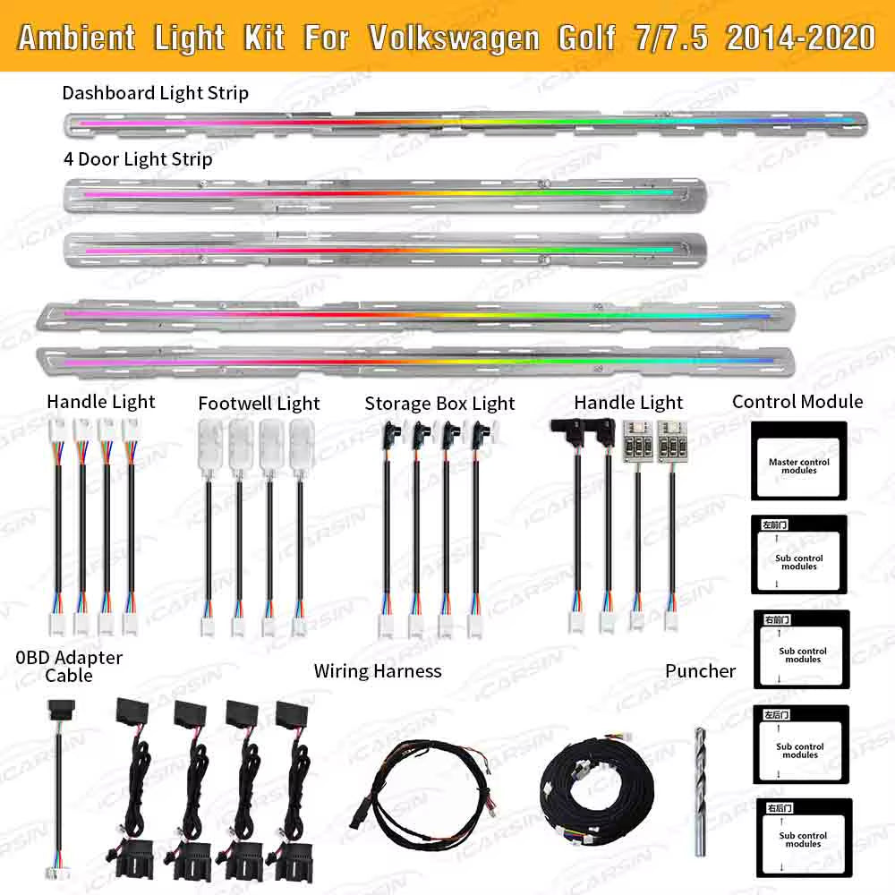 Ambient Lighting for Volkswagen VW Golf R Mk7 2014-2020