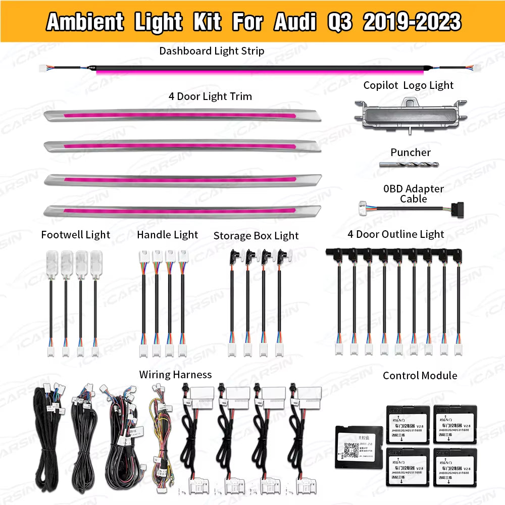 Lighting Upgrade Kit for Audi Q3 2019 - 2023 LED Laser Carving Trim Accessories