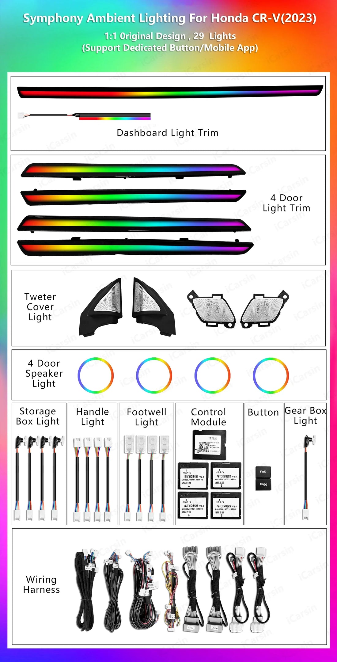 Ambient Light for Honda CRV CR-V 6Th Gen 2023+