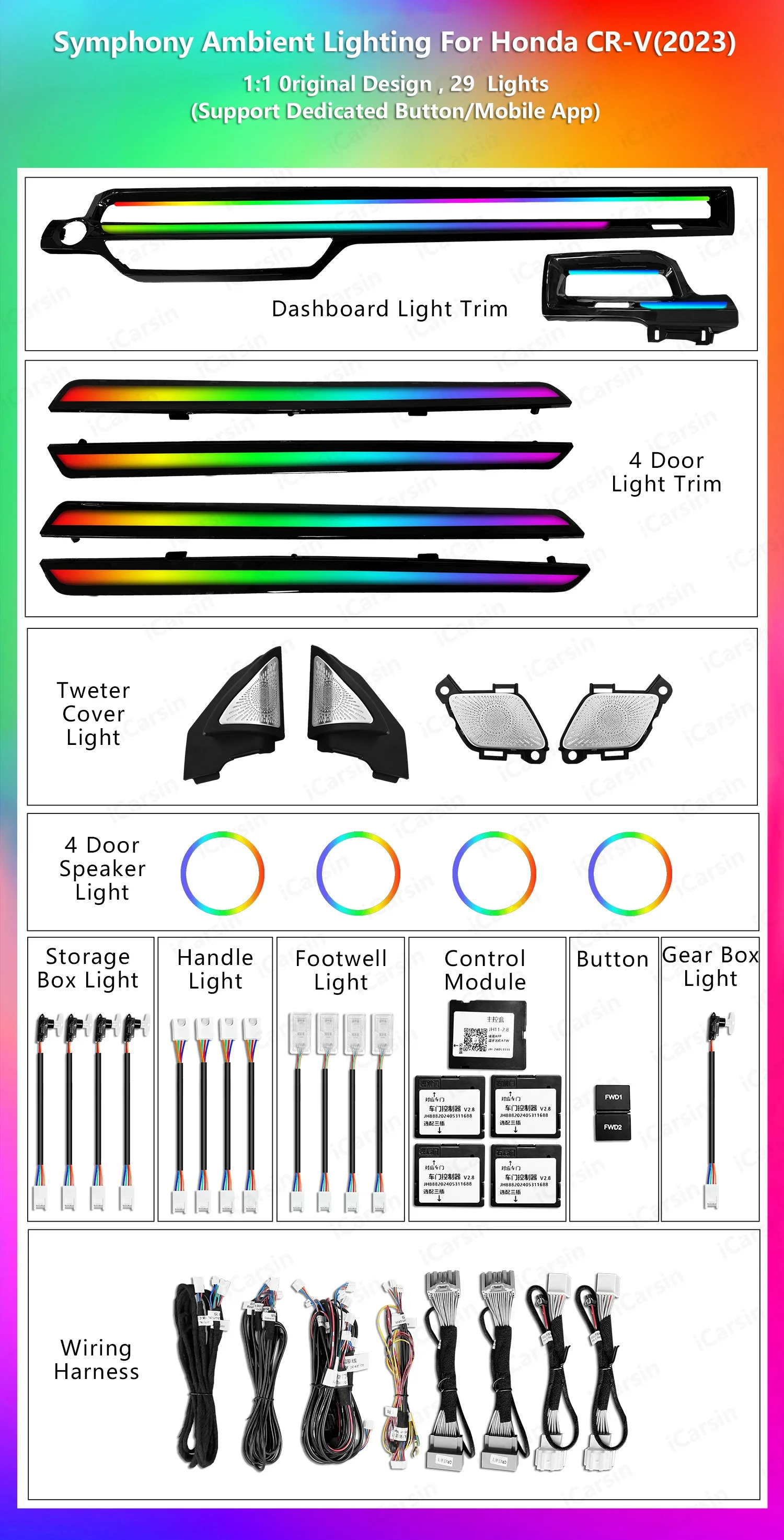 Ambient Light for Honda CRV CR-V 6Th Gen 2023+