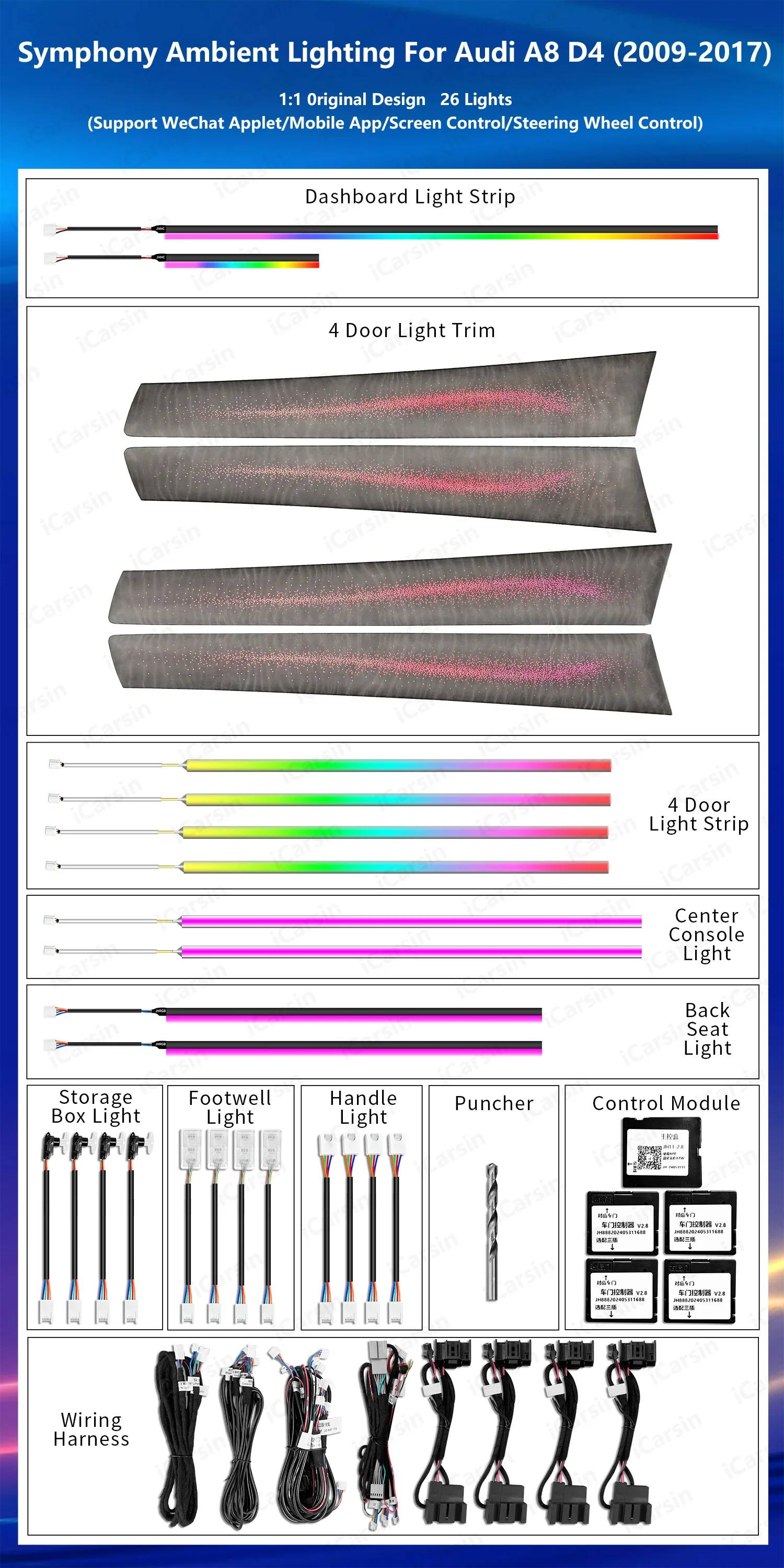 Ambient Lighting Decoration for Audi A8 D4 2010-2017