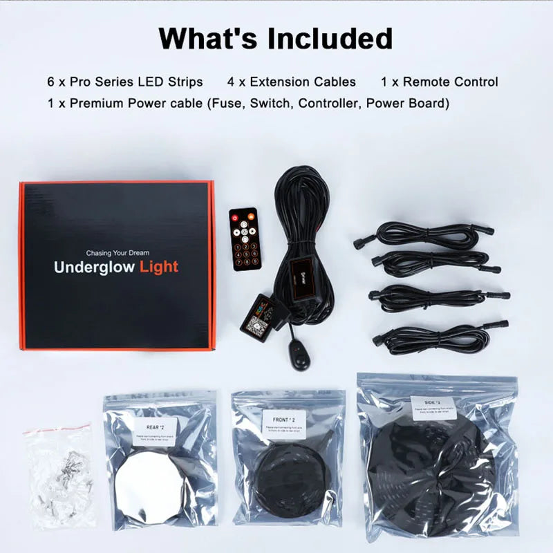 Custom Brightness / Length Waterproof Flowing LED Underglow Light Kit