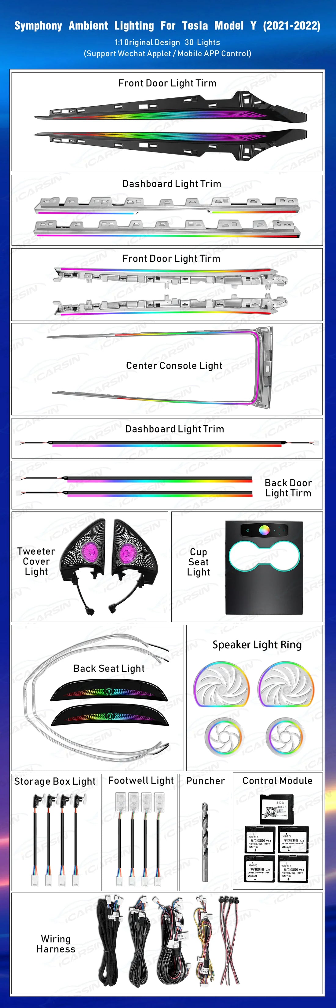 Lighting Accessories for Tesla Model 3/Y 2021-2022