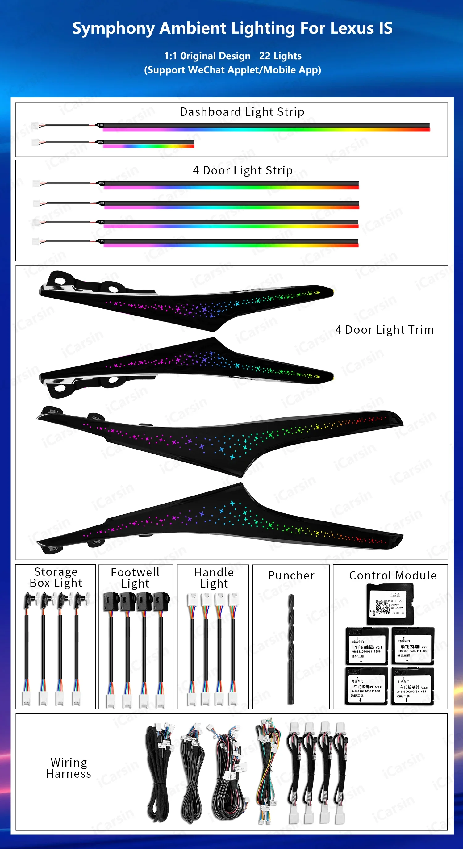 Ambient Light for LEXUS IS 200 300H 350 2014-2024 XE30