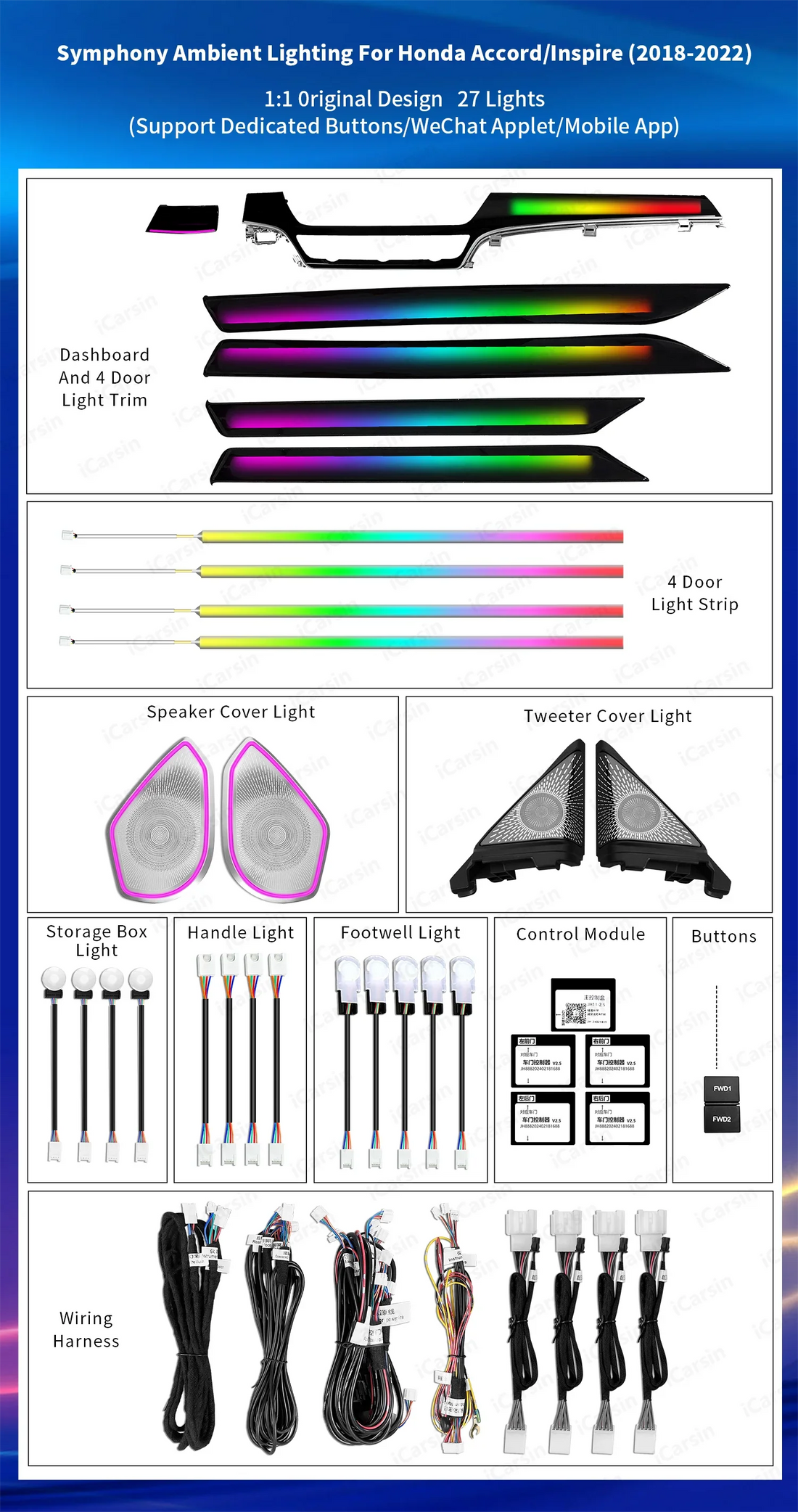 Ambient Light for Honda Accord 10Th Gen 2018 -2022