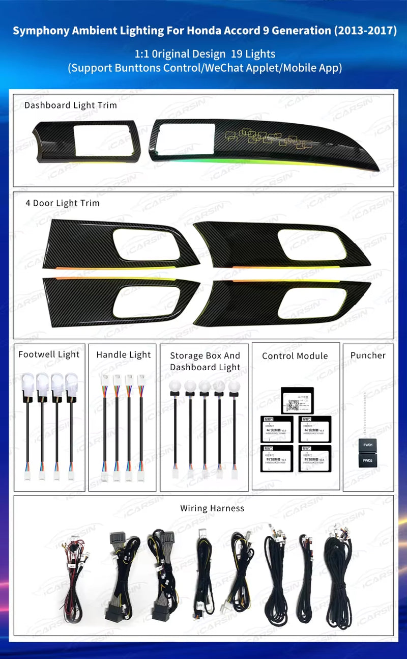 Interior Ambient Lighting for Honda Accord 9Th Gen 2013-2017