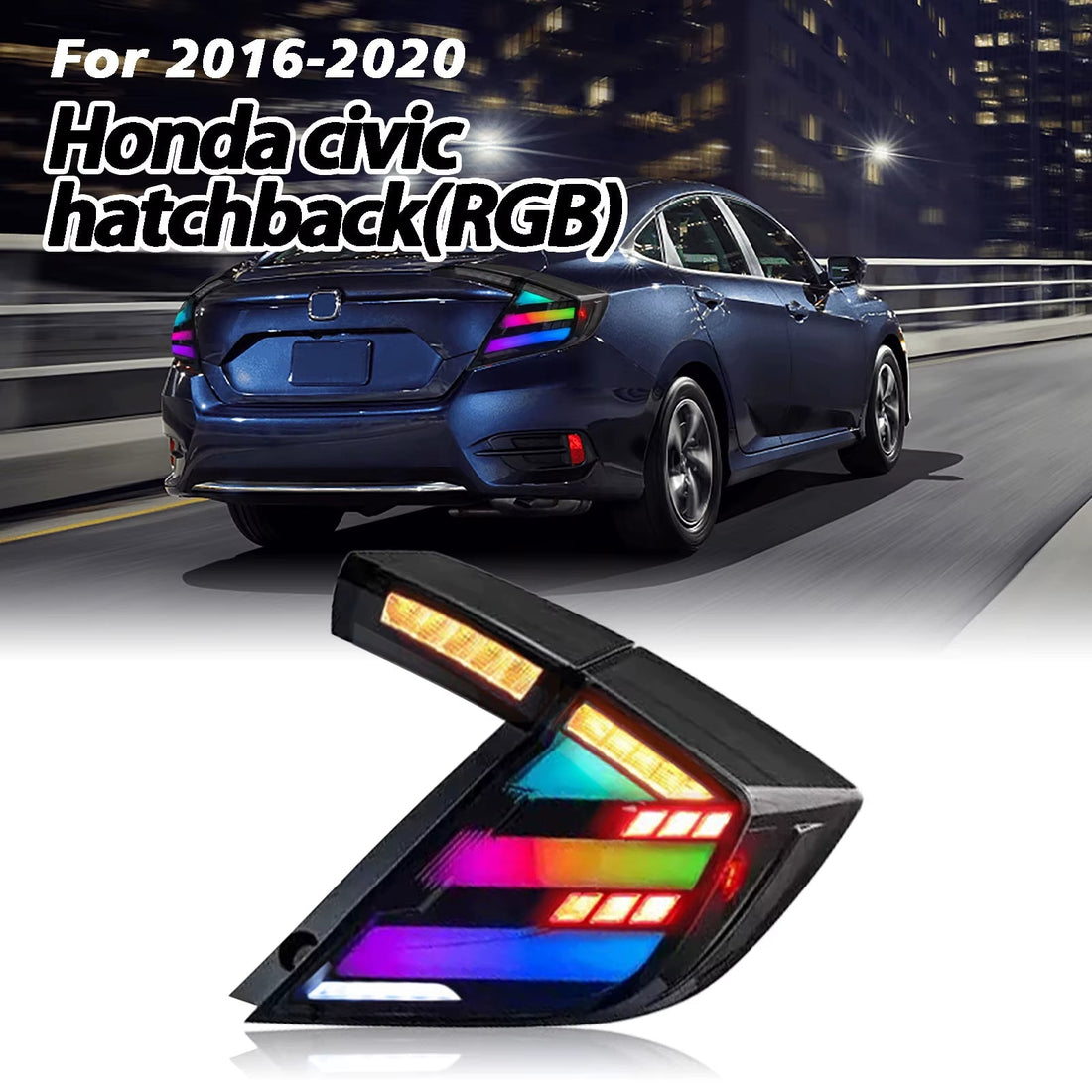 Honda Civic 10Th Gen X Hatchback FC FK 2016-2020 LED Tail Lamp with Sequential Turn Signal New Auto Parts 12V