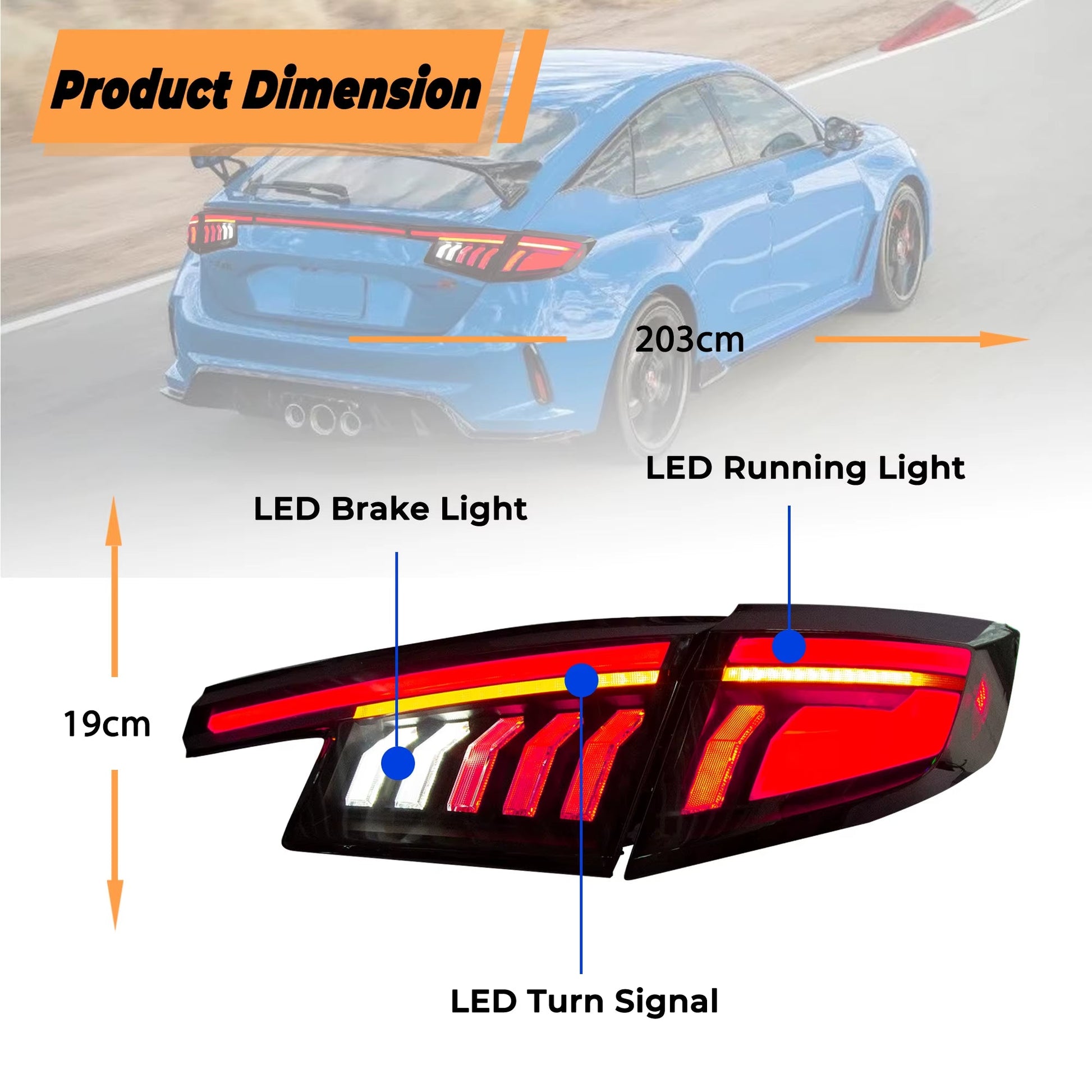 LED Tail Lights Car Assembly for Honda Civic 2022-2025 Hatchback 11Th Gen Rear Trunk Lamps Type-R FL1 FL2 FL4 FL5