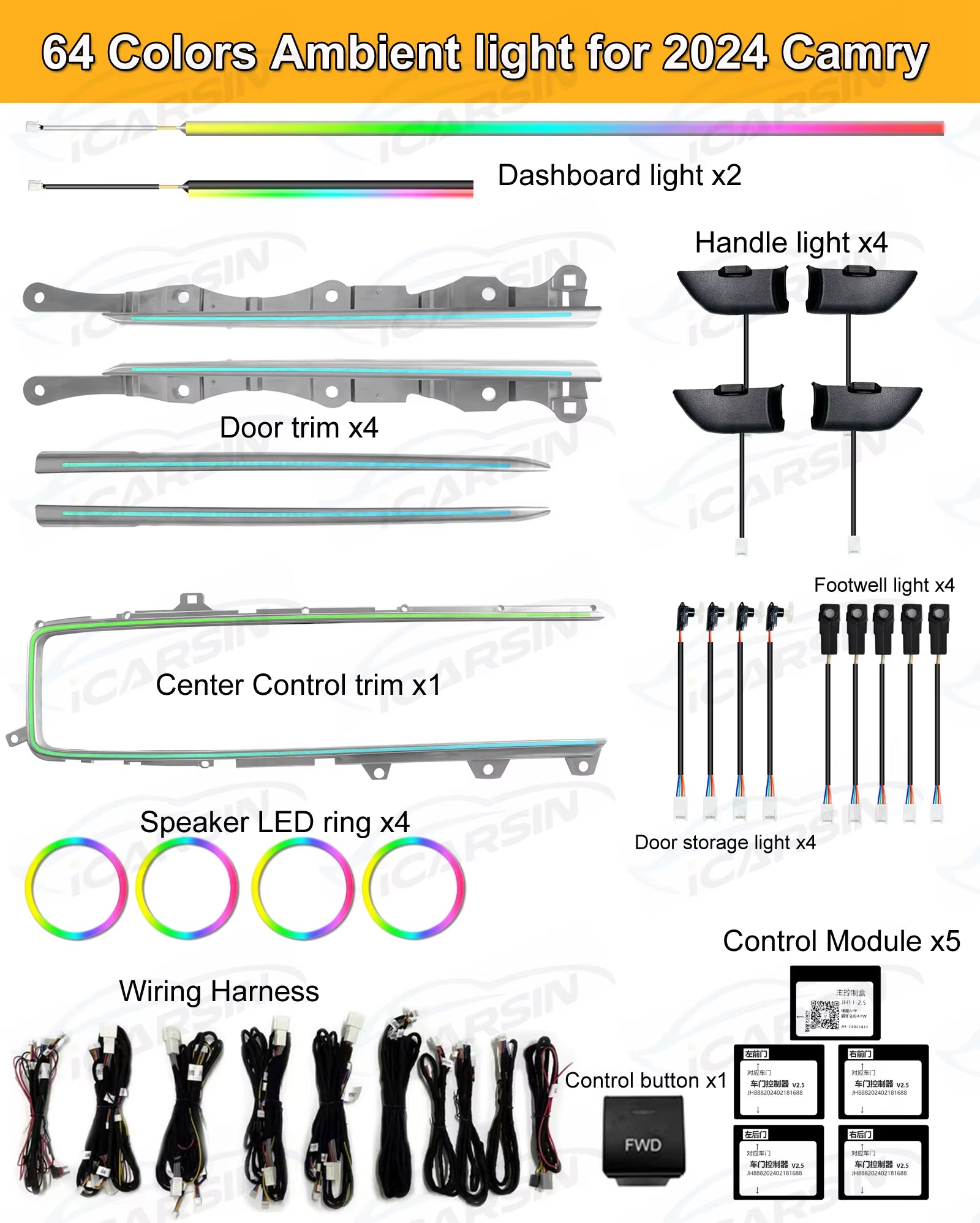 Ambient Lighting Upgrade Kit for Toyota Camry 9Th 2024