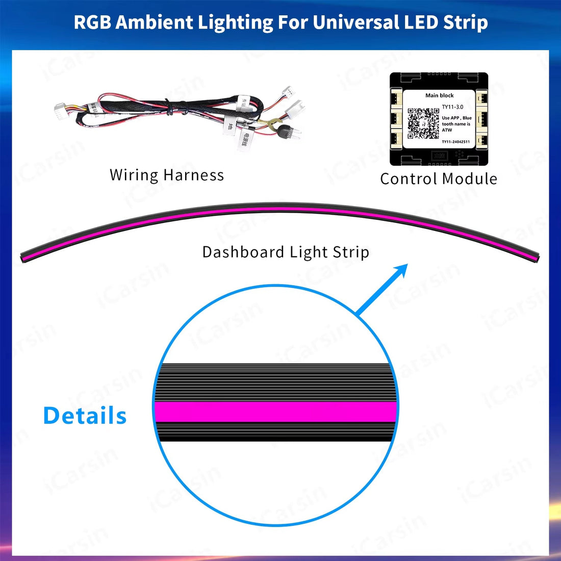 Dashboard Surrounding Ambient Light under Windscreen 150Cm Length Fit All Car Model Interior Light Accessories