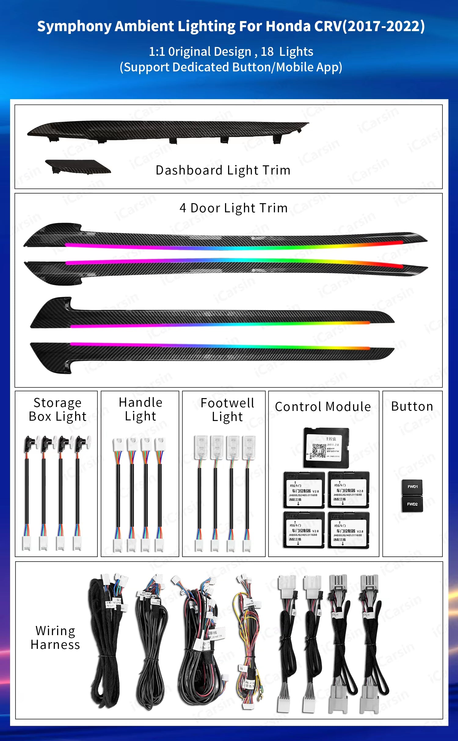 Interior Ambient Light for Honda CRV 2017-2022
