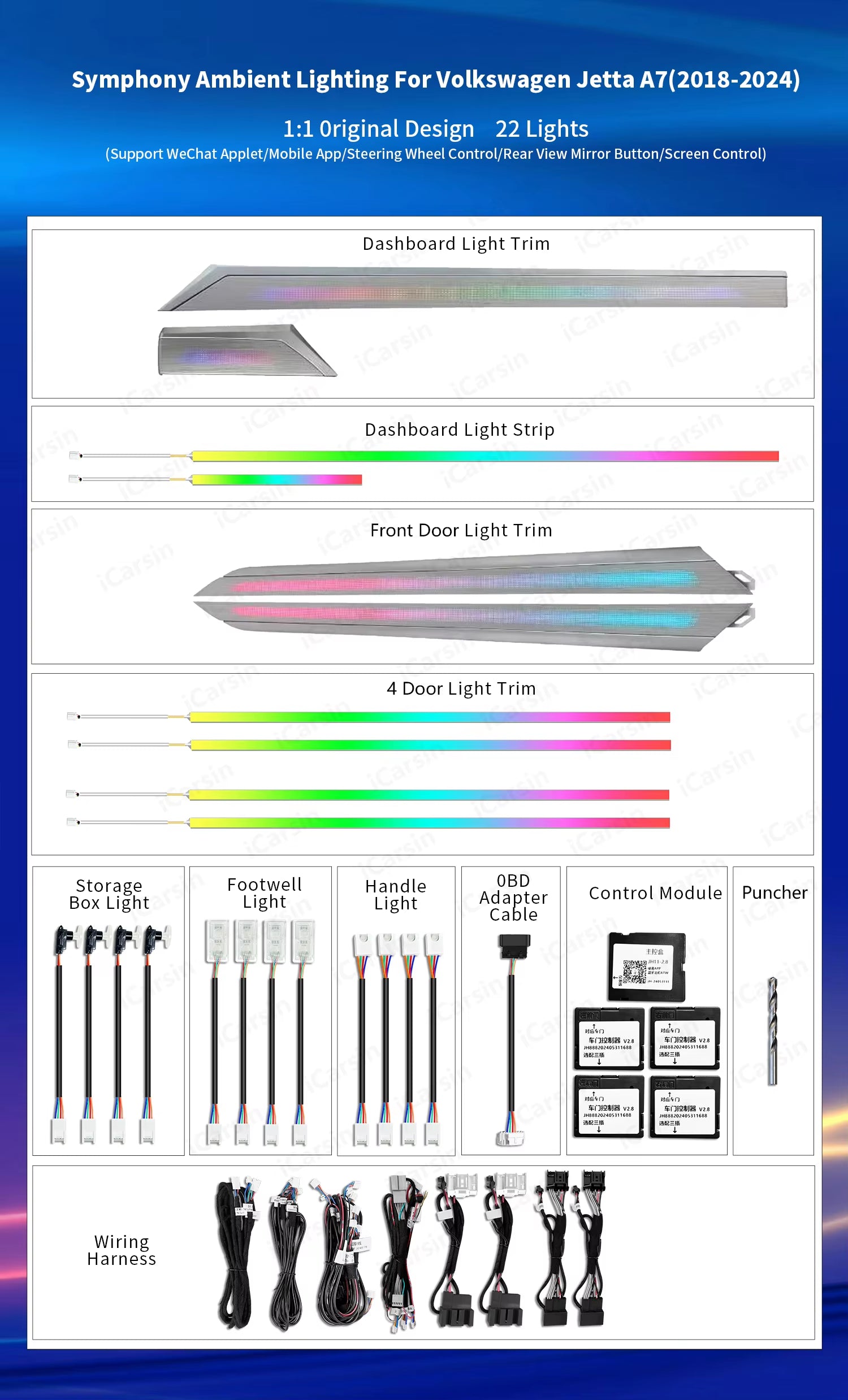 Volkswagen VW Jetta 2018-2024 A7 Ambient Light