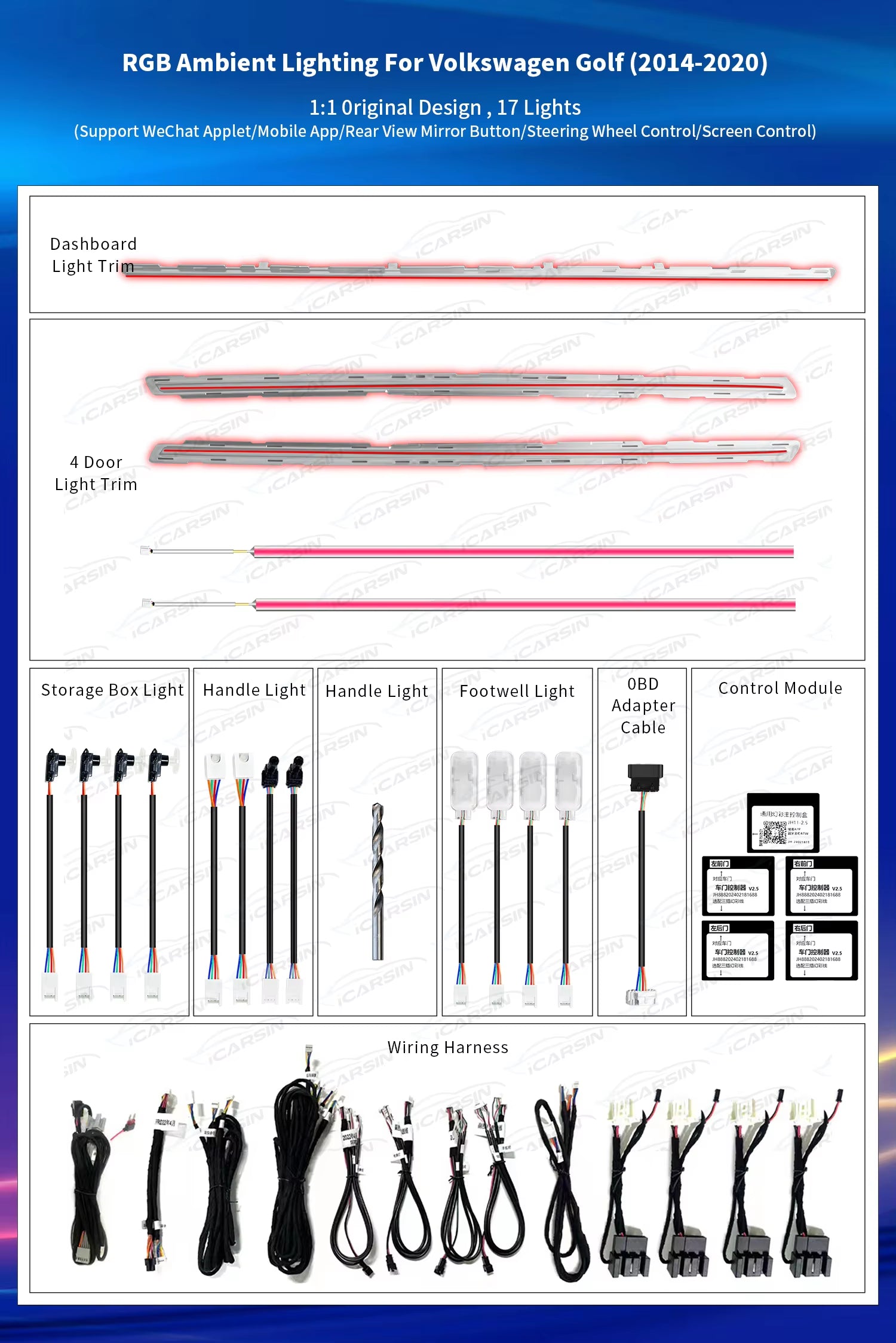Lighting for Volkswagen VW Golf 2014-2020 7Th Gen Strip Accessories