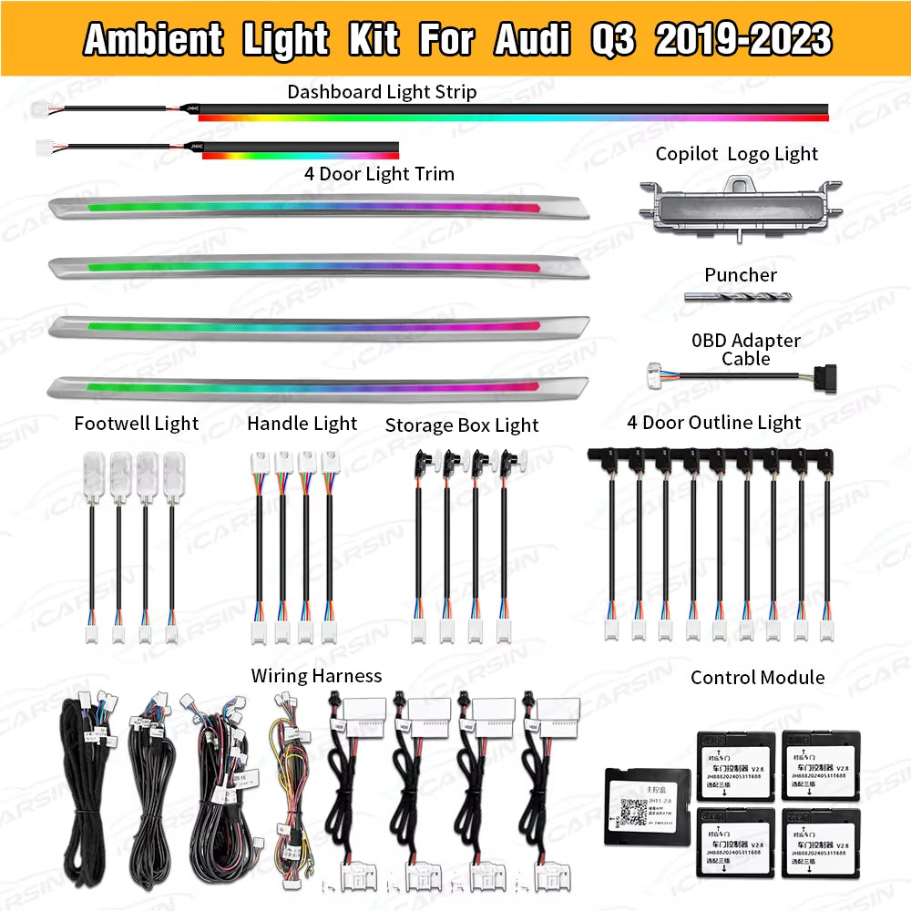 Lighting Upgrade Kit for Audi Q3 2019 - 2023 LED Laser Carving Trim Accessories